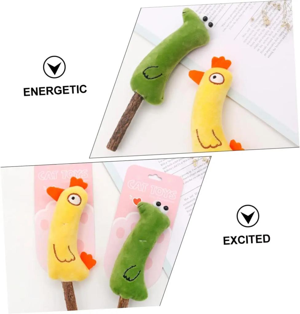 Cat Teething Stick Natural Wood Molar Rods for Dogs Teething Cat Plush Toys Dental Care Chewing Stick Toy Grinding Teeth Rod