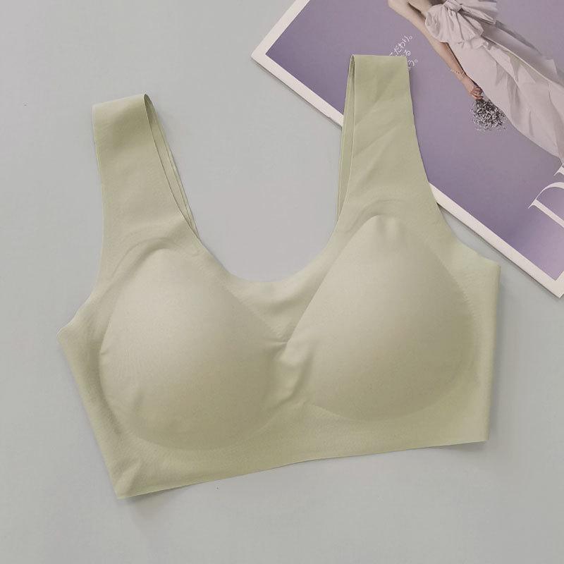 One-piece seamless silk rimless bra smooth thin mulberry silk underwear removable high elastic breathable