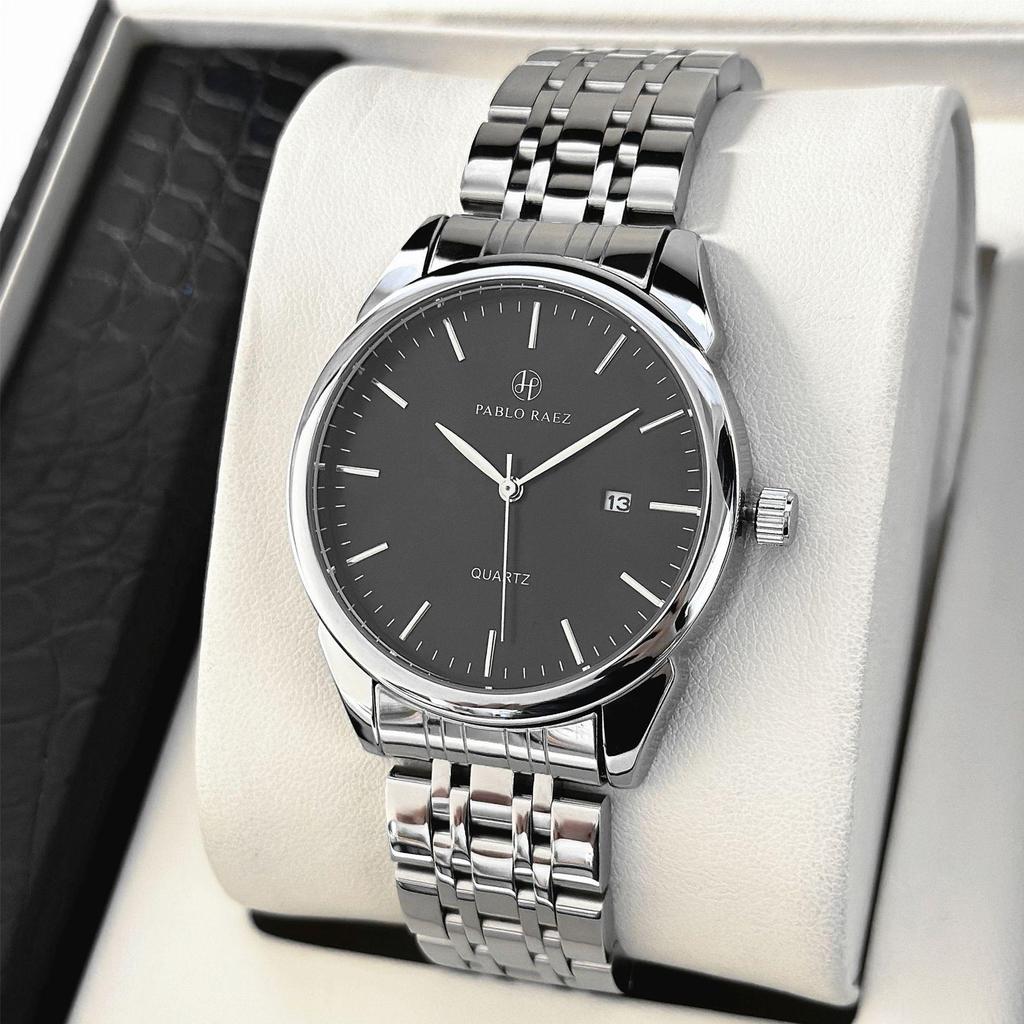PABLO RAEZ Men's Black Waterproof Quartz Watch with Date
