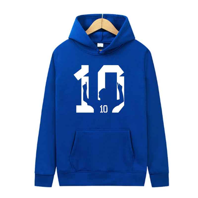 Harajuku Print Football player Number 10 Hooded Top Men's Women Vintage Sweatshirts Streetwear Spring Autumn Y2K Clothing