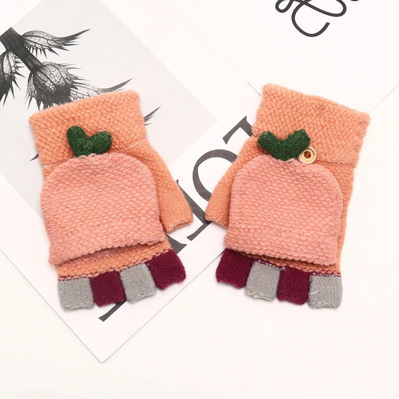 Zimní bezprsté rukavice s odklápěcím vrškem v korejském stylu - Unisex, kreslený design, kompatibilní s dotykovou obrazovkou, ideální pro psaní a ťukání