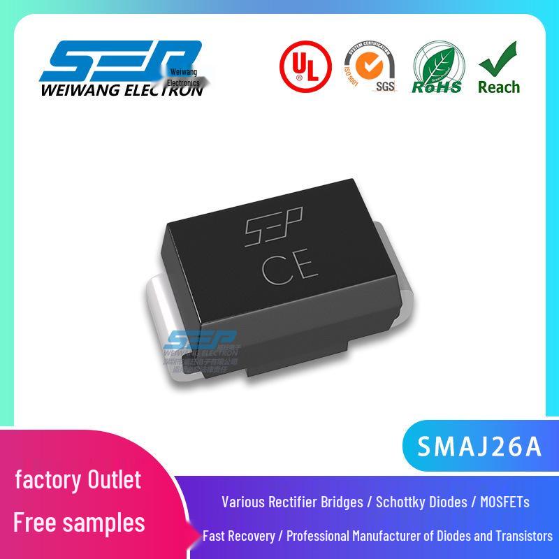 

SEP SMAJ26A SMA Package TVS Diode, CE Certified Transient Voltage Suppressor