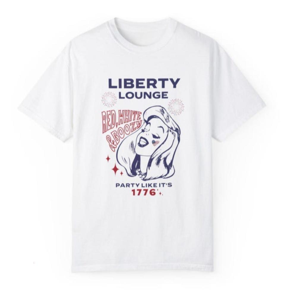 

4th of July Trendy Red White Boozy Club Graphic T Shirts Patriotic USA America Women Unisex Cotton Tshirt Drinking Party Cocktail S