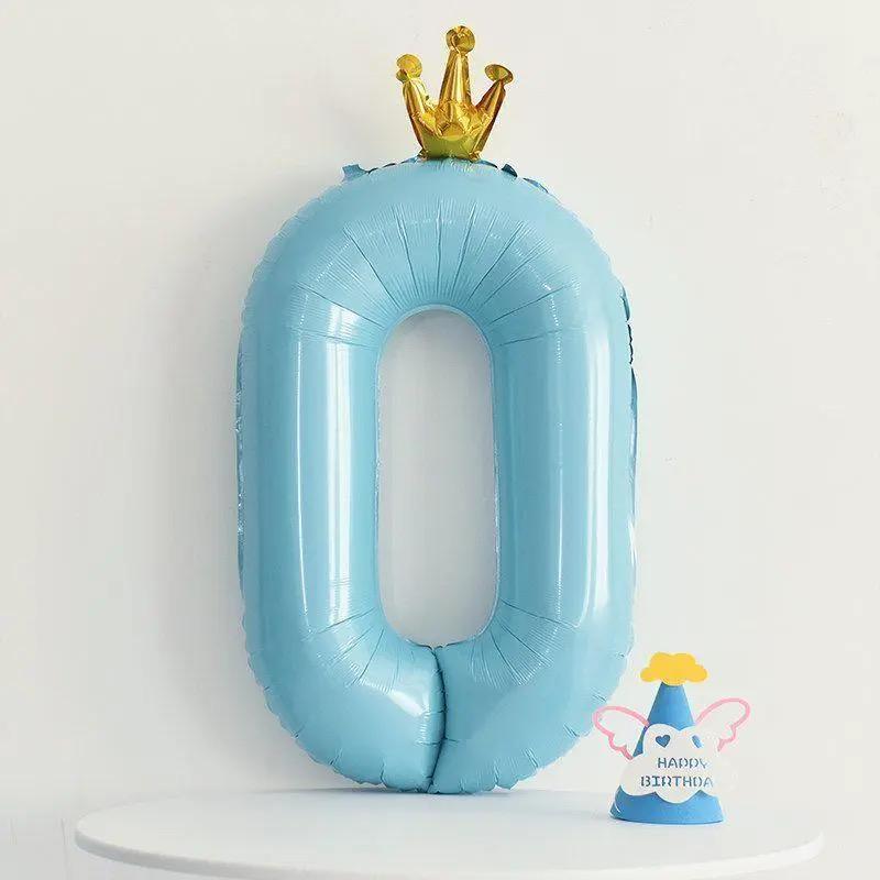 Gradient Color Crown Number Balloon Pillar, 32-40 Inch, First Birthday Party Decoration