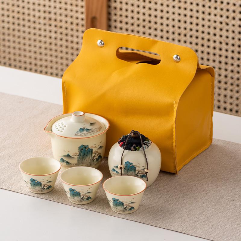 Ru Kung Fu Travel Tea Set Gift Box Set Portable Storage High-end Guochao Business Holiday Gifts
