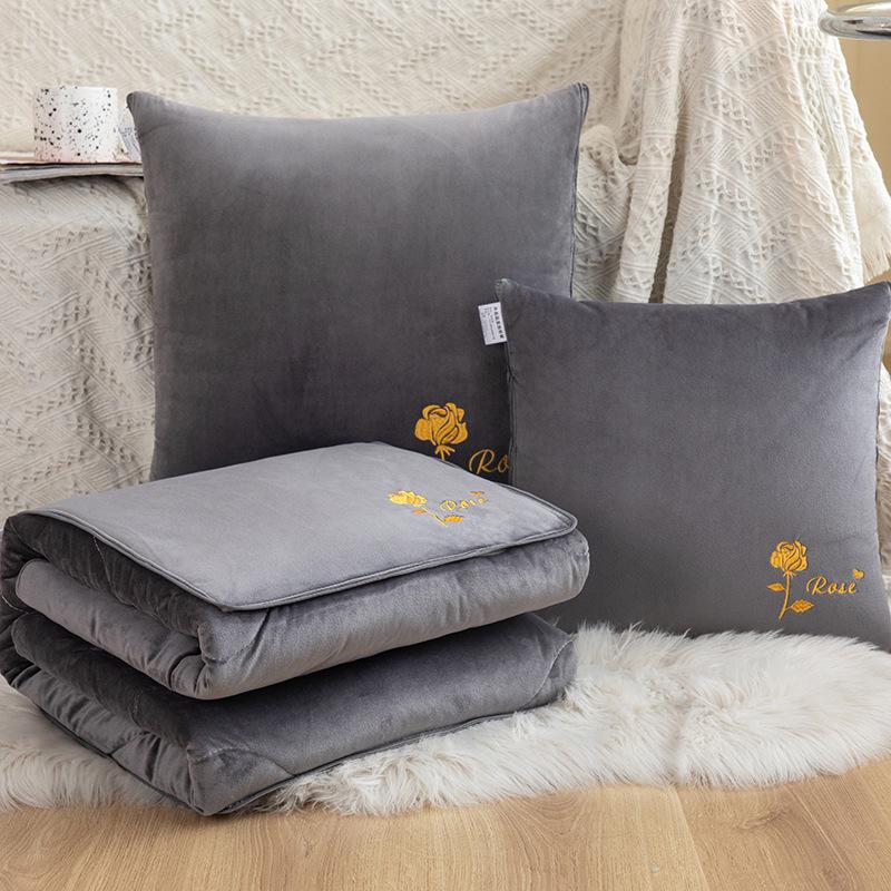 Modern Minimalist Double-Sided Embroidered Fleece Baby Throw Pillow Blanket 