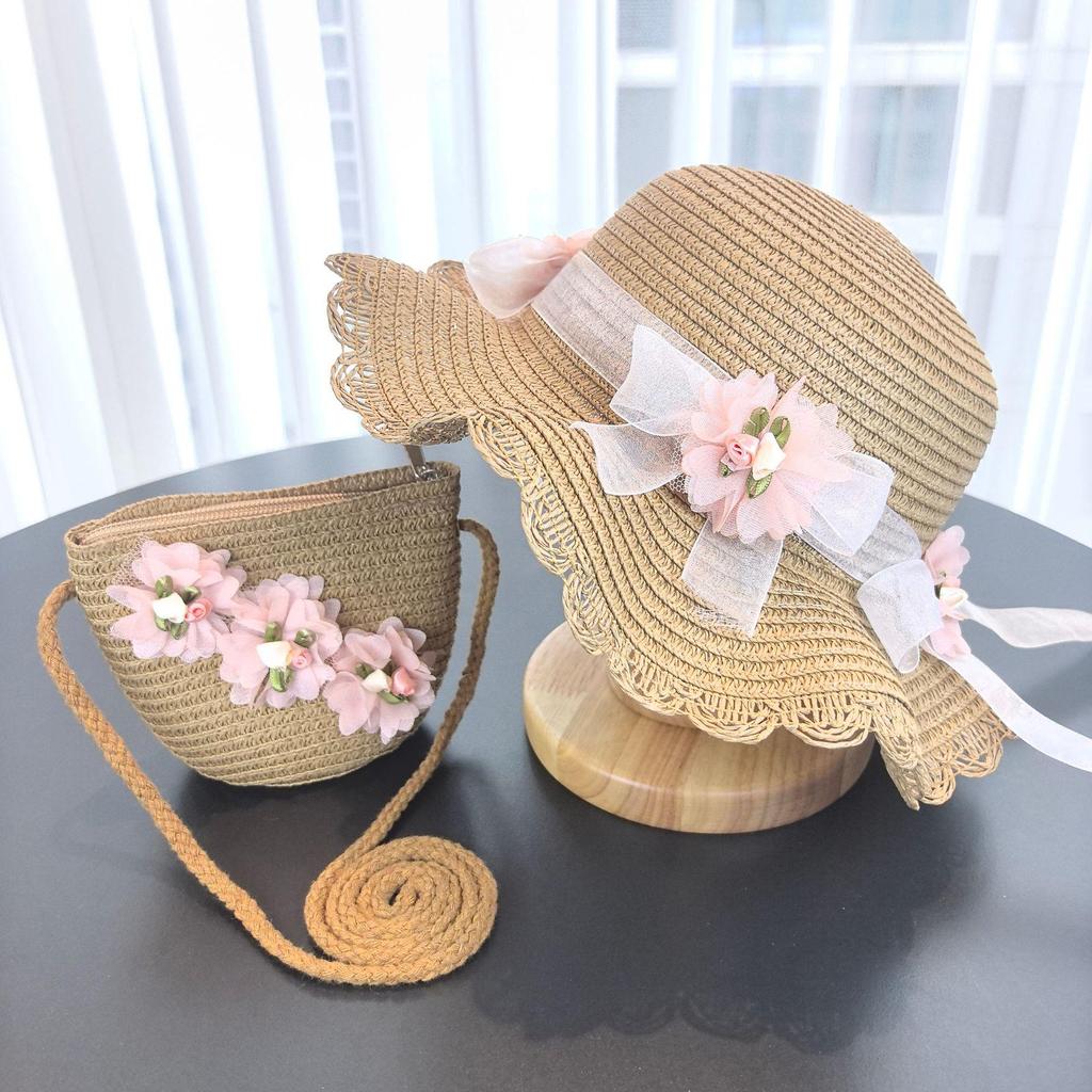 Hübscher Hirtinnen-Strohhut für Mädchen - Sommer-Sonnenschutz für Kinder