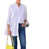 Chemise de bureau pour femme à manches longues Cardigan en coton Boutonnage simple Revers Mode Printemps Automne Professionnel Femme
