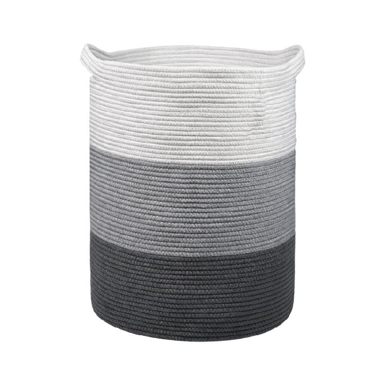 Breathable Cotton Rope Hamper Basket With Supportive Handles Large Capacity Storage Container For Clothes
