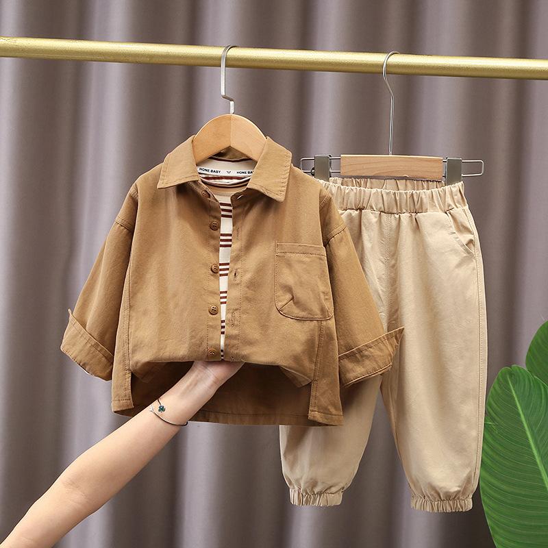 Children's Long Sleeved Set, Baby Knitted Cardigan, Boys' Spring and Autumn Clothes Three Piece Set, Baby Children's Clothing