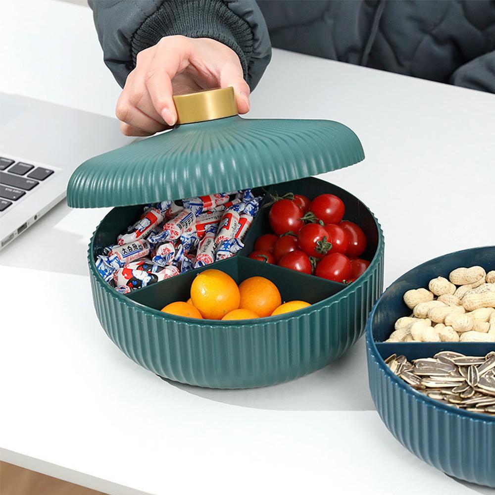Food Platter Food Storage Tray with Lid 4 Compartment Snack Dried Fruit Candy Nut Serving Plates Tray