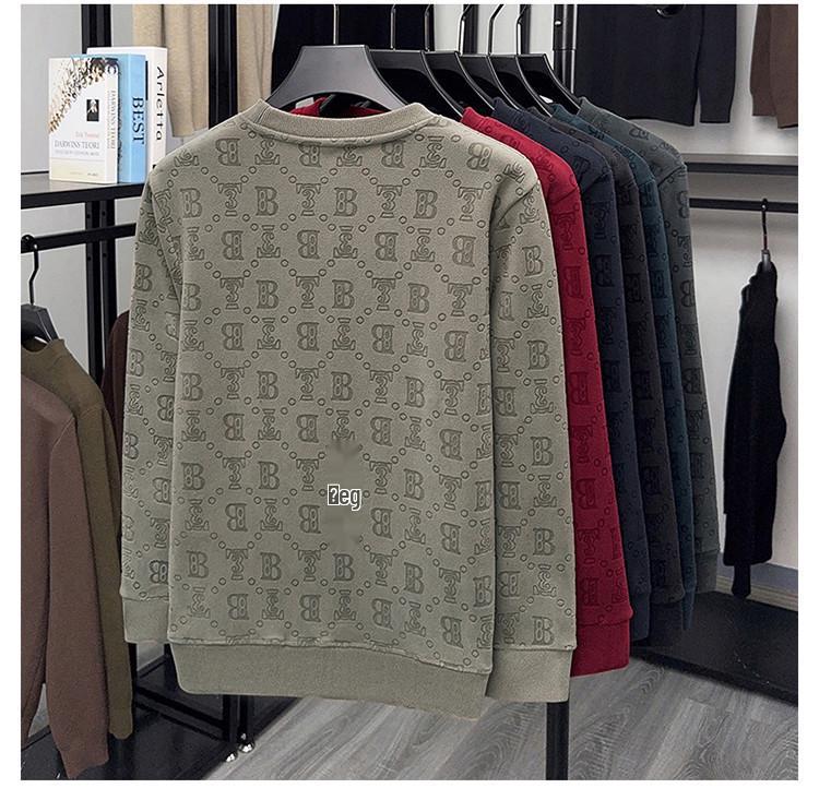 Men's Thick Warm Fleece Hoodie for All Ages, Stretchy Plain Jacquard Lining, Round Neck Australian Fleece Top