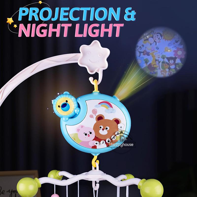 Remote Control Musical Baby Crib Mobile with Lights Music  Projection for Infants Crib Toys for Newborn Baby Mobile for Crib