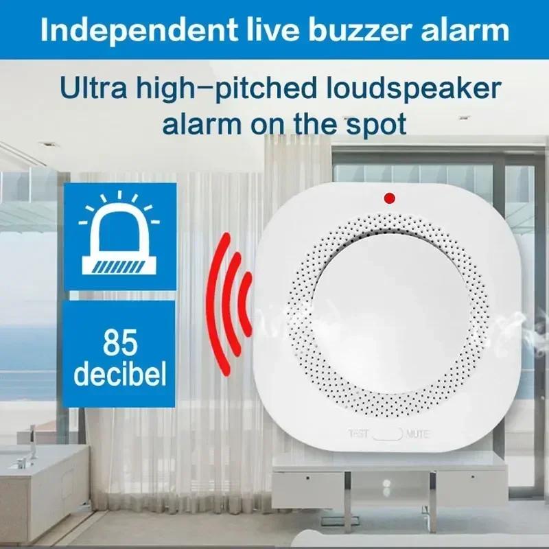 Smoke Detector Alarm 10-Year Lifespan 80dB Low Power Easy Install for Home Office Safety