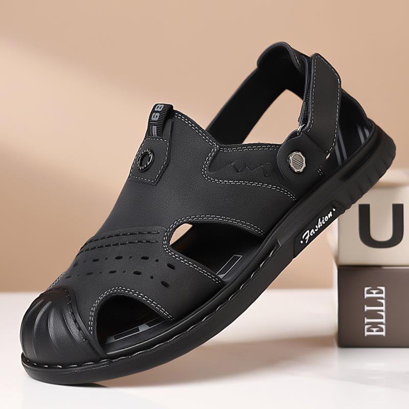 Fashion Classic High Quality Leather Sandals Summer New Outdoor Handmade Sandals Fashion Comfortable Men Breathable Beach Vacation Shoes