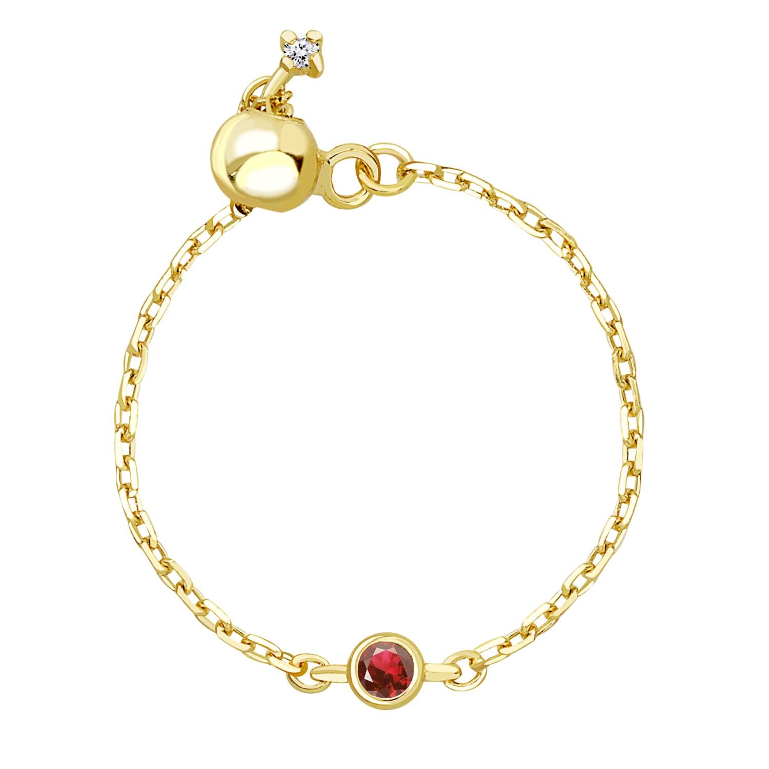 

Sears Pinky Ring Chain Ring for January Garnet and Women, Birthstone, Diamond, sr03-0001-01