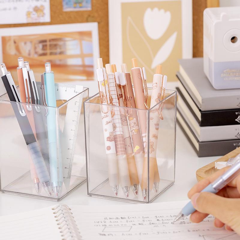 Creative Student MUJI Style Acrylic Pen Holder - Transparent Desktop Organizer