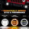 4 Inch LED Fog Lights with Amber Turn Light Signal White Angel Eyes Halo Ring DRL for Jeep Wrangler JK Unlimited JKU 2007-2018