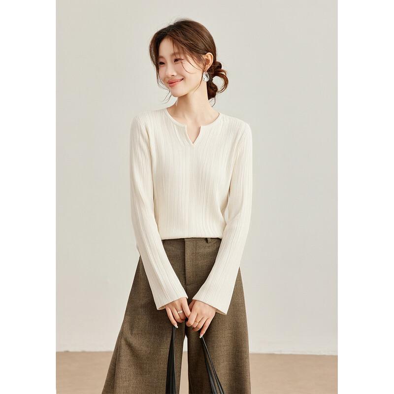 Women's Cashmere Wool Blend Soft V-Neck Knit Sweater