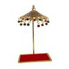 Umbrelă Metalică Chhatra cu Cristale Agățate pentru Idolul Zeului, Tabloul de Bord al Mașinii/Birou/Masă/Piesă Decorativă pentru Decorul Casei