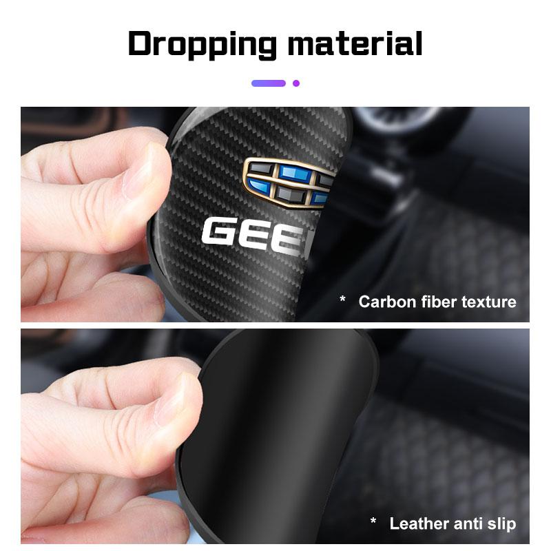 2Pcs Carbon Fiber Leather Car Coaster Water Cup Mat For Geely Galaxy L7 L6 Boyue Borui Coolray Non-slip Pad Interior Accessories