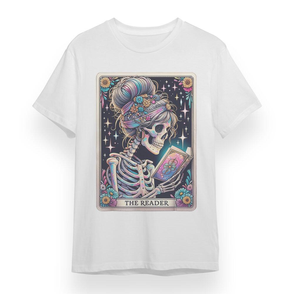 

Women s Plus Size T-shirt With Skull Reader Graphic Unisex White 100% Cotton Tee L