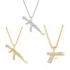 Luxurious Machine Guns Necklace Full Diamond White Gold Alloy Jewelry Hiphop Bling Accessory for Parties and Event