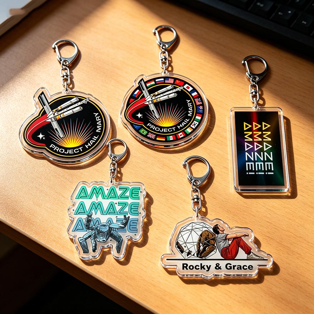 Chic Studio Unisex Project Hail Mary Mission Crest Keychains For Accessories Bag Charm Amaze Amaze Keyrings Jewelry Fans Gifts