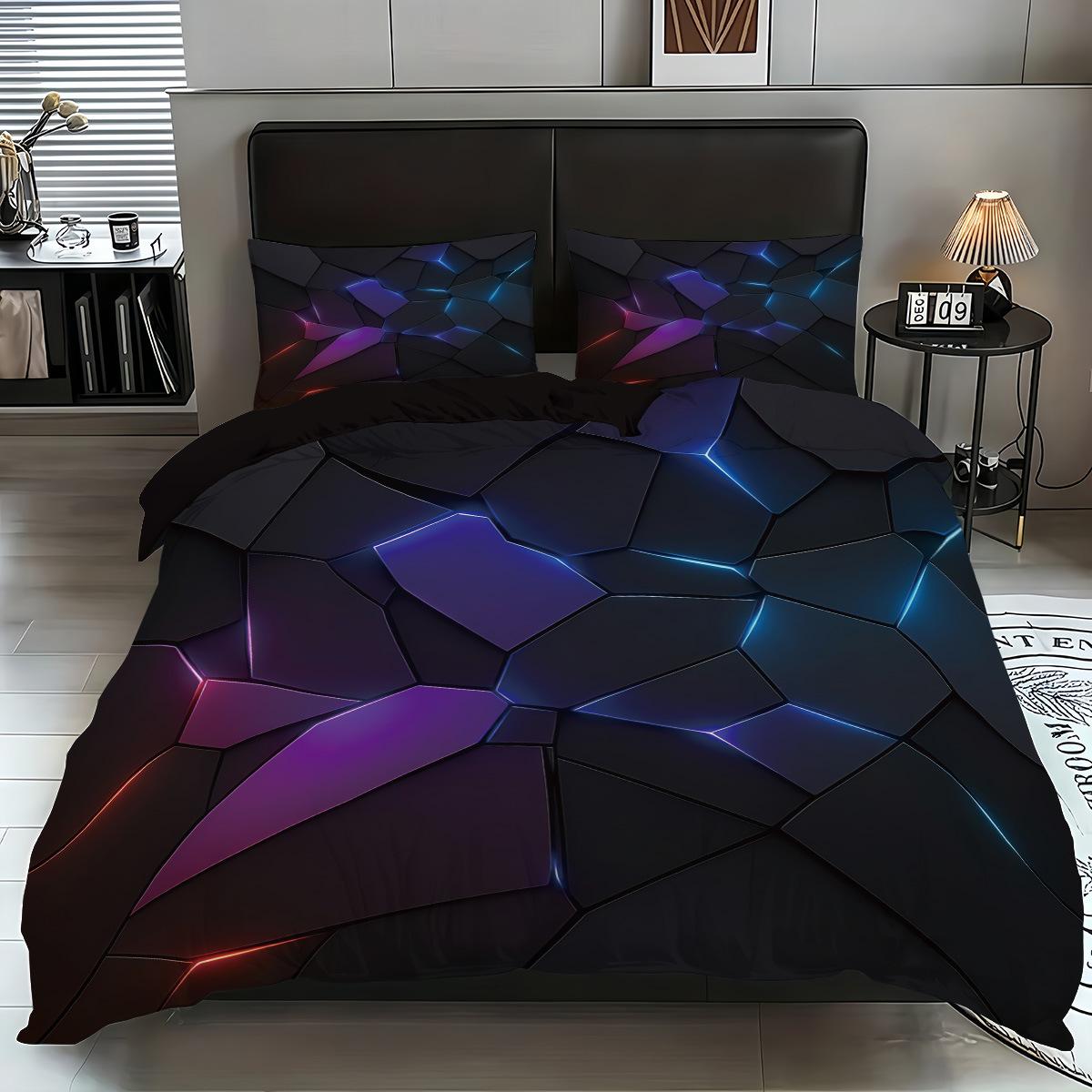 

Comforter Lava Cube 3D Printed Polyester 3 Pcs Bedding Set Modern Geometric Bed Soft Comforter (quilt)-EU Single(135*200cm)3pcs