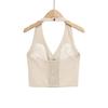 European and American style, new women's clothing, foreign style, fashionable, linen neck collar sleeveless casual top