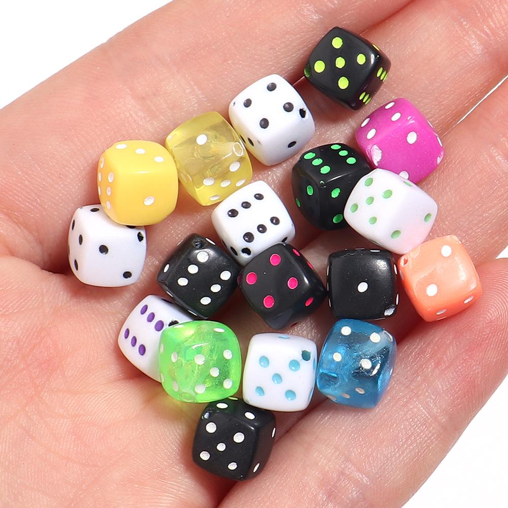 50pcs/lot 8mm Square Acrylic Dice Beads Colorful Loose Spacer Cube Beads For Jewelry Making DIY Phone Chain Bracelet Accessories