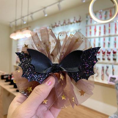 Korean Style Star Bow & Bat Halloween Hair Clips with Ribbon & Gauze Skirt for Parties & Photos