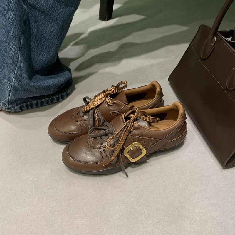 

Коровья кожа виноград ма ретро двойные шнурки пряжка ремня овчина круглый носок универсальные повседневные женские маленькие кожаные туфли 40