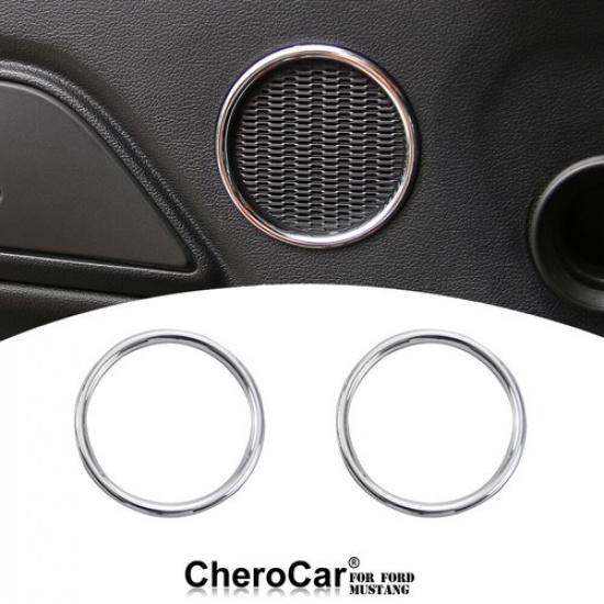 Inner Door Speaker Decoration Frame Trim Cover for Ford Mustang 2015- Chrome