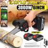 3000W 6-Inch Mini Electric Saw Cordless Chainsaw Fruit Tree Woodworking Garden Tools Handheld Wood Cutter