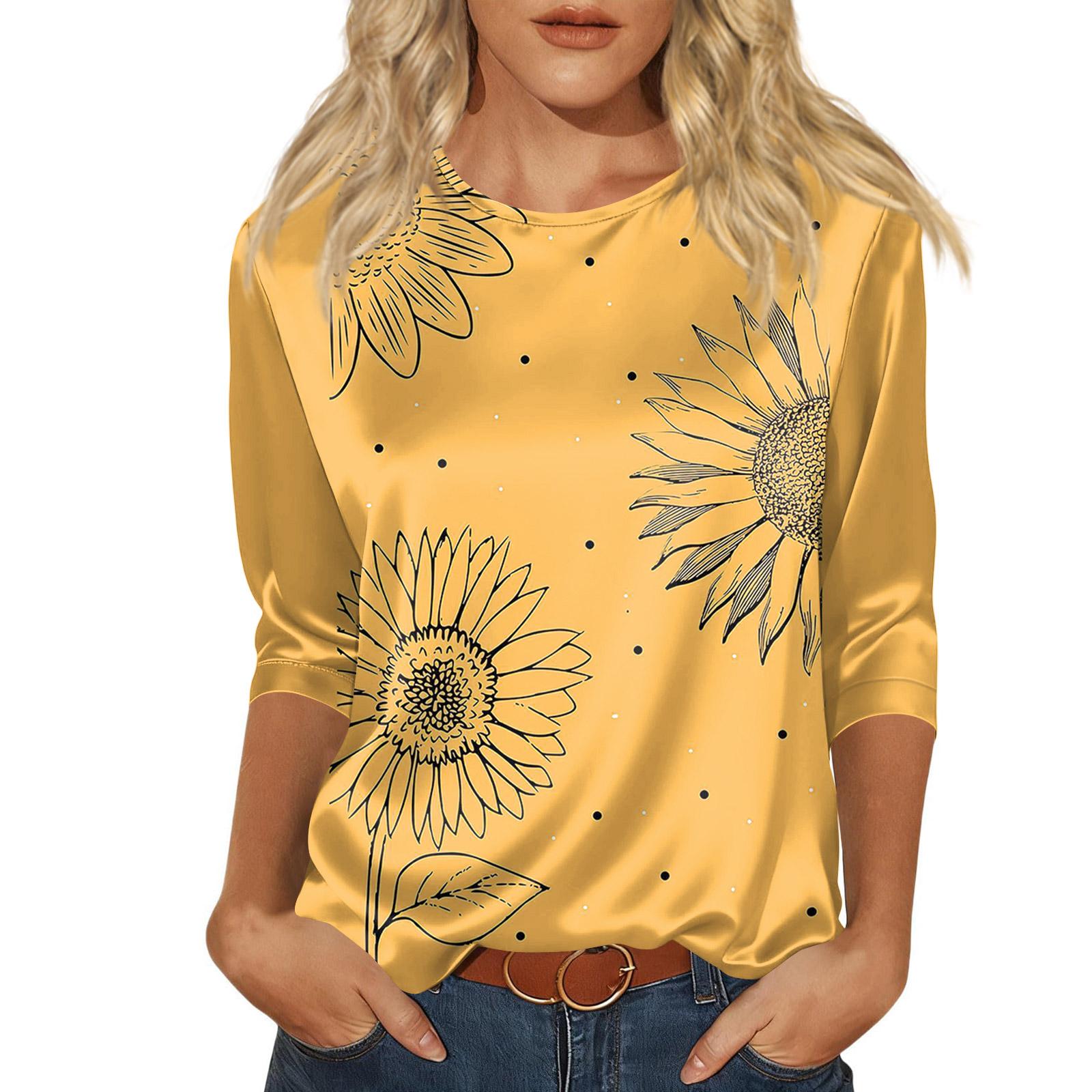 

Блуза для жінок Святкова 3/4 Довгий рукав Сорочки Діловий Повсякденний Одяг Топи S жовтий