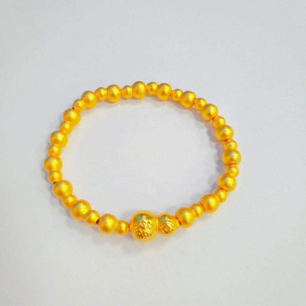 Vietnam Sand Gold Gourd Beaded Bracelet for Women - Ancient Heritage Round Bead, Chinese Style Fu Lu, Versatile Hand Jewelry