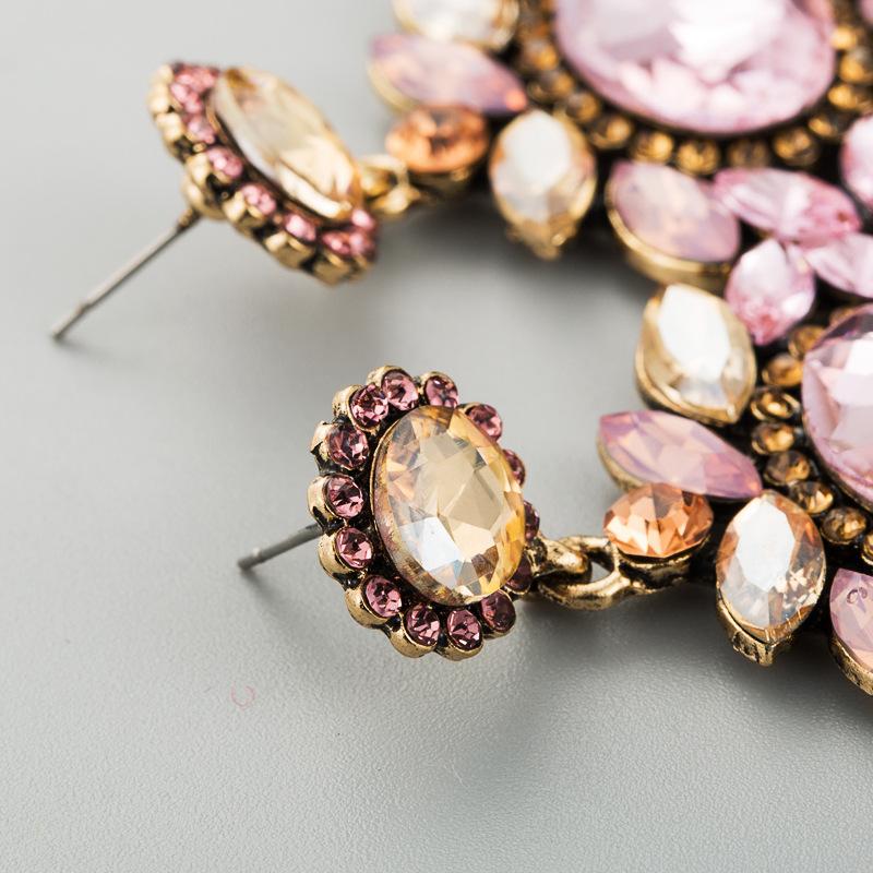 Women Retro Drop Earrings Titanium Steel Alloy Pendant Earrings Acrylic Colorful Grass Crystal Flower Geometric Ear Ornaments