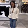 Fashion Women's Jacket Stand Collar Full Sleeve Slim Waist Solid A-line Female Jackets  Autumn New Elegant Chic Lady Coat