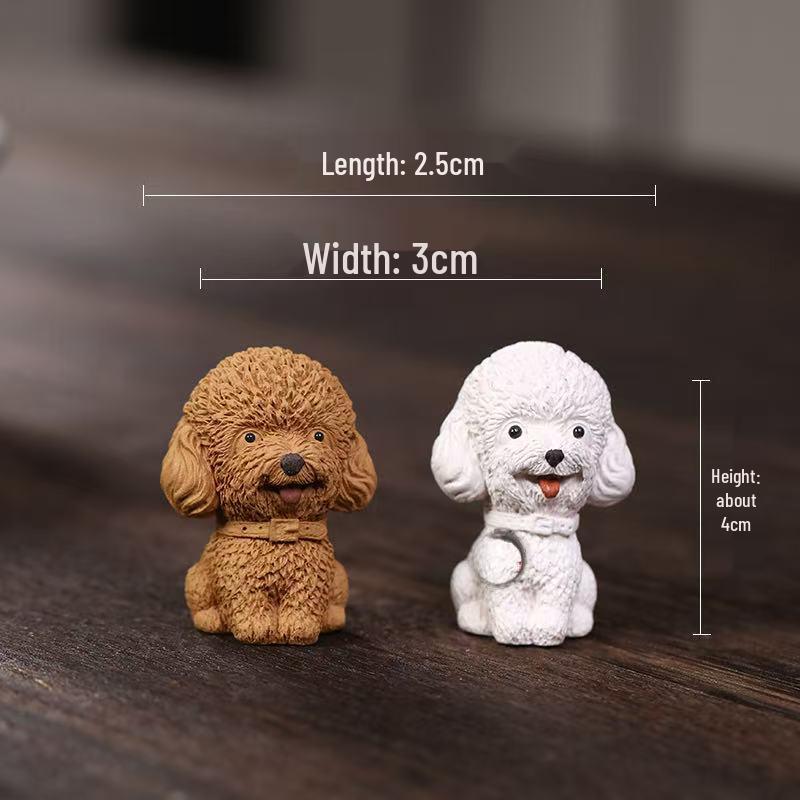 Yixing Zisha Mini Teddy Puppy Tea Pet - Zodiac Dog Ornament for Wealth Attraction and Creative Tea Play.