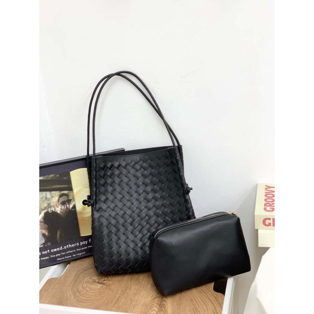 New knot leather woven shopping bag mother and child bag tote bag commuter large capacity underarm shoulder bag women