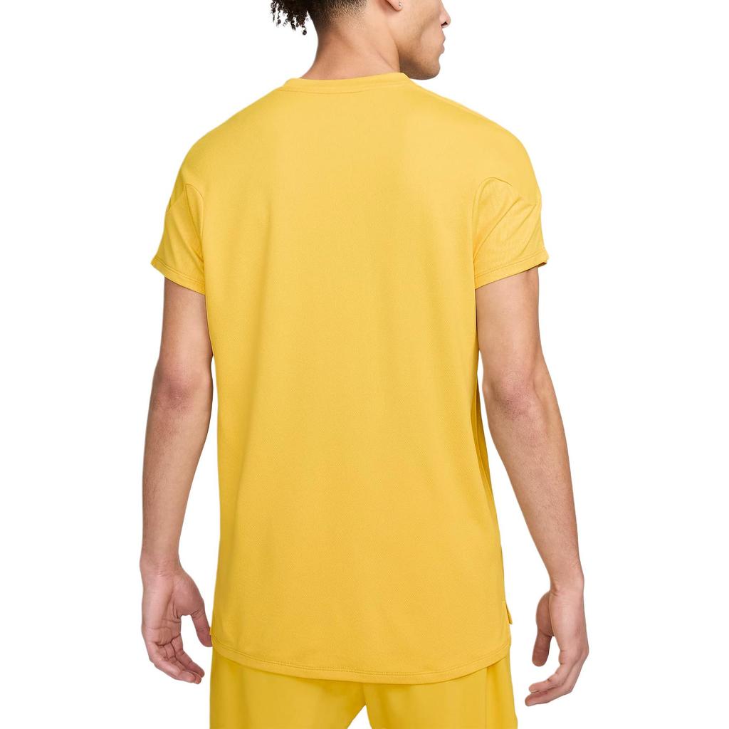 Nike Dri-FIT Tennis Top Solid Color Casual Training Short Sleeve T-Shirt Men tops Yellow FD5261-709