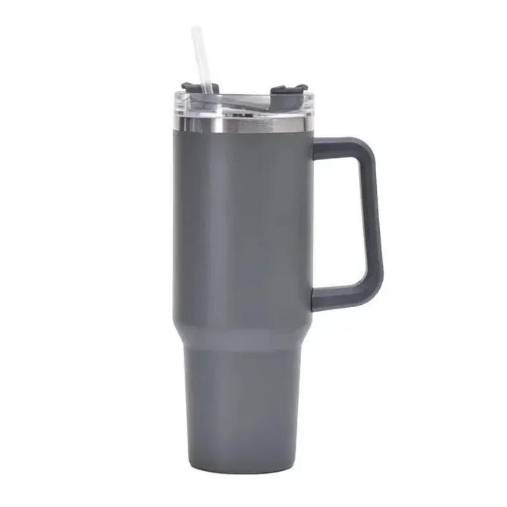 Vaso para coche de acero inoxidable de 40 oz Vaso de agua de gran capacidad con asa y pajita Vaso de viaje aislado de doble pared Regalos navideños