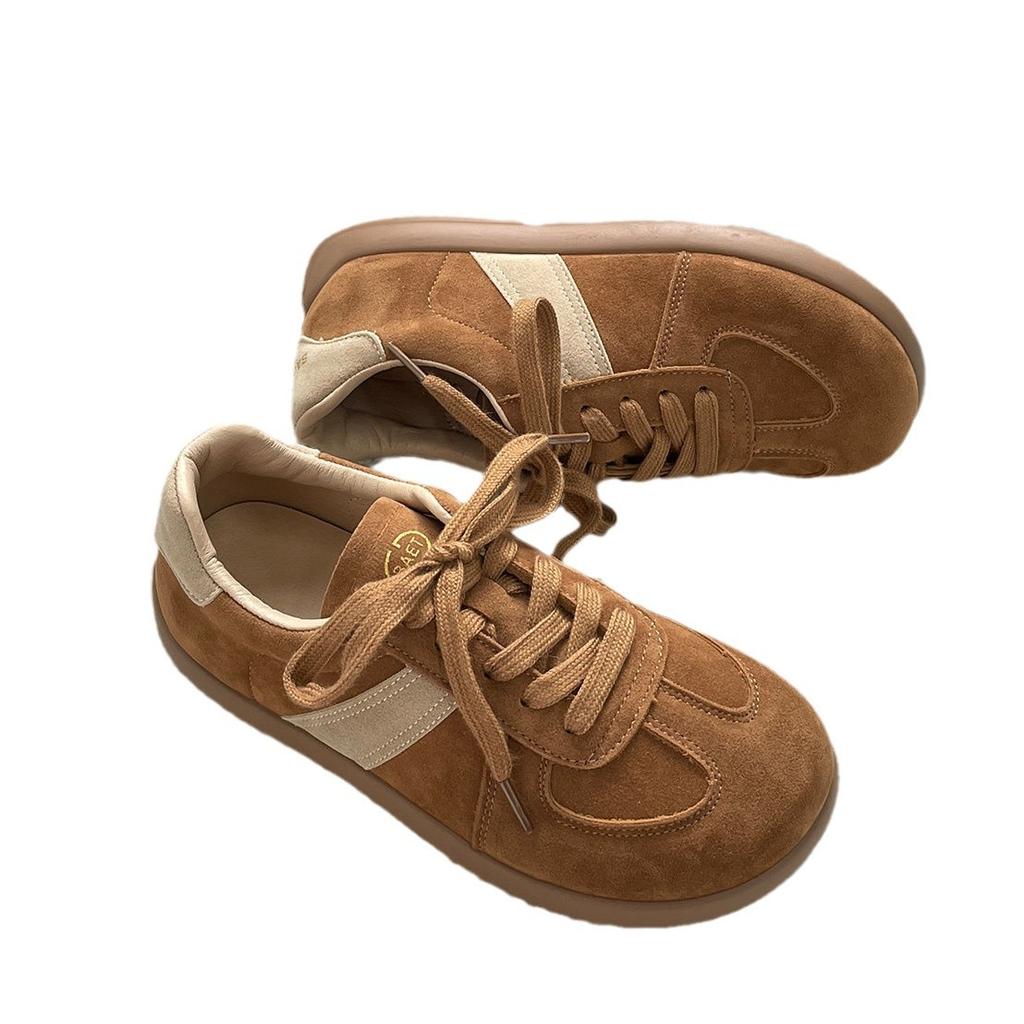 Retro casual shoes women's autumn new versatile Maillard soft-soled casual board shoes thick-soled color matching sports shoes