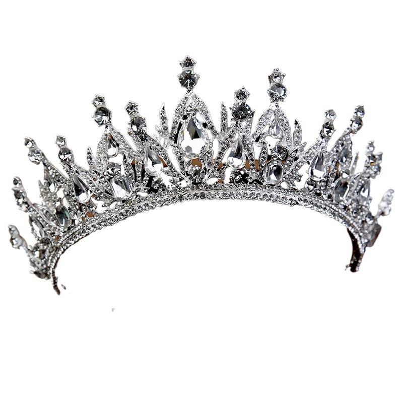 European and American Bride Silver Hair Crown Tiara Rhinestone New Korean Wedding White Wedding Accessories Wedding Hair Accessories