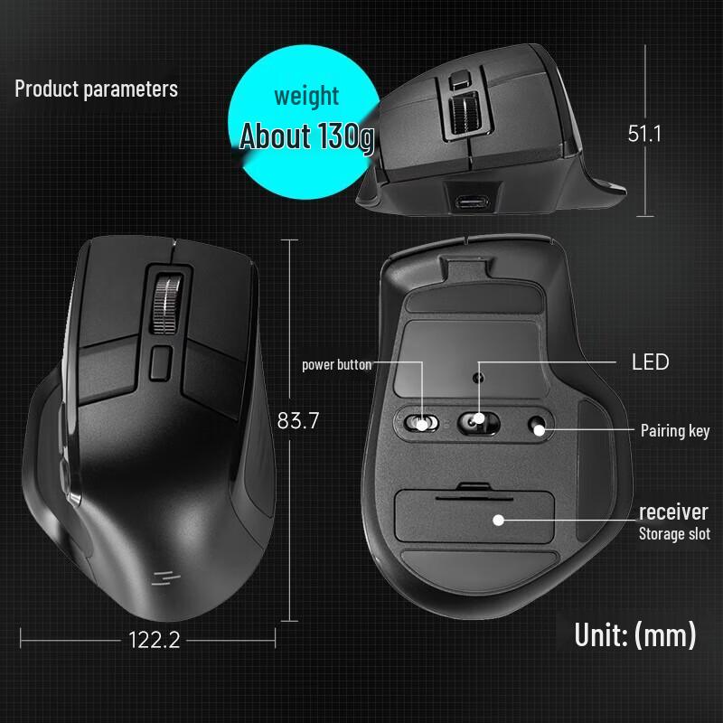 SANWA Ergonomic Dual-Mode Wireless Mouse
