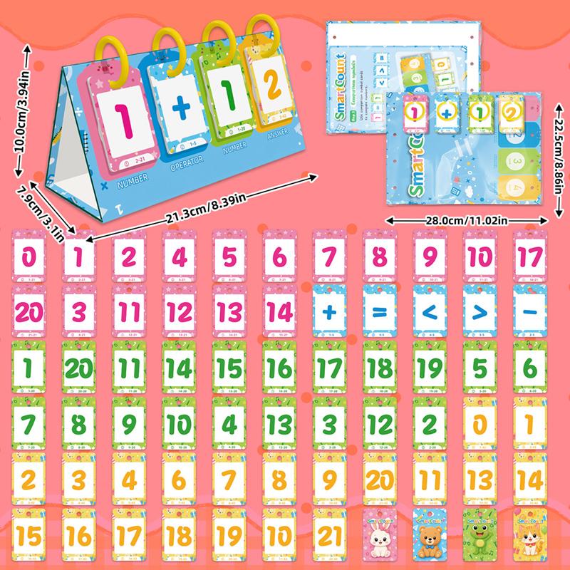 88PCS Math Learning Desktop Cards for Early Childhood Mathematics Calculation Parent Child Interaction Cards Educational Toys