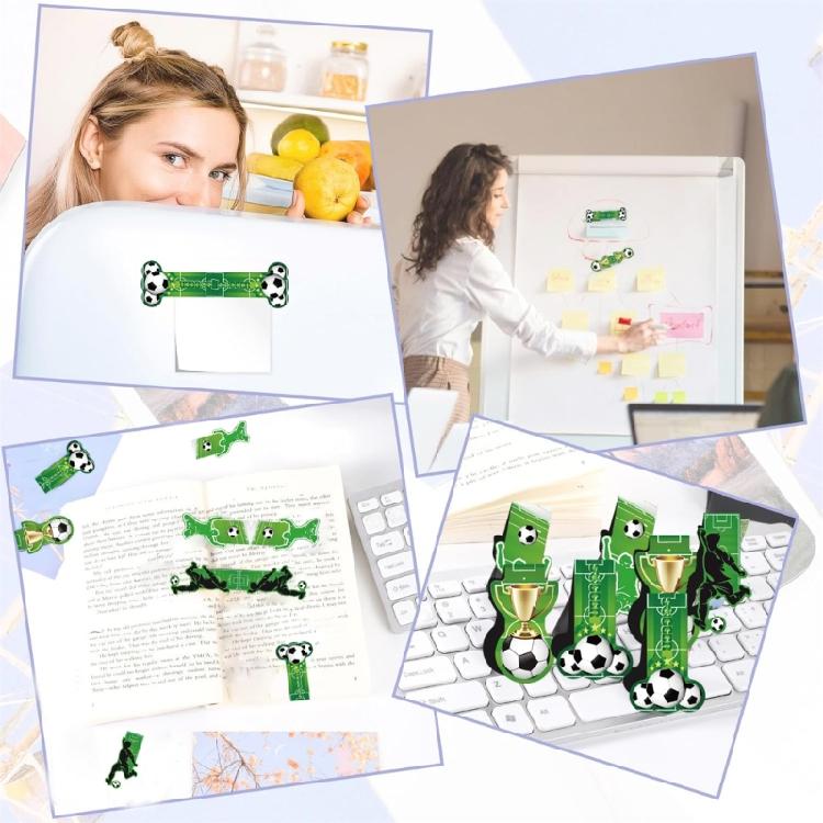 4Pieces Soccer Themed Magnetic Bookmarks Book Page Holder for Teacher Book Lover Student Birthday Christmas Present