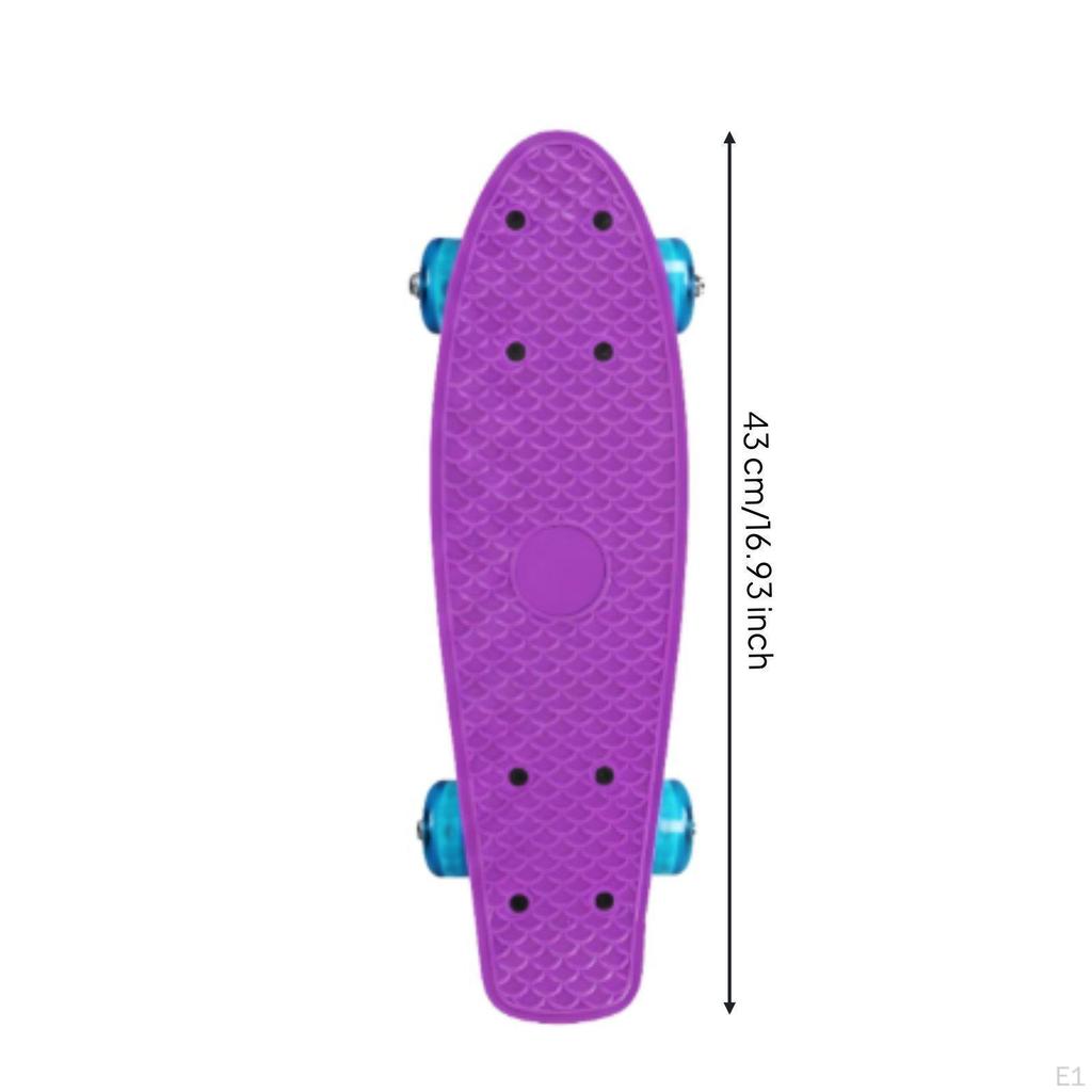 17 Zoll Fisch-Skateboard mit leuchtenden Rädern Mini-Cruiser rutschfeste Oberfläche Penny Board für Kinder,