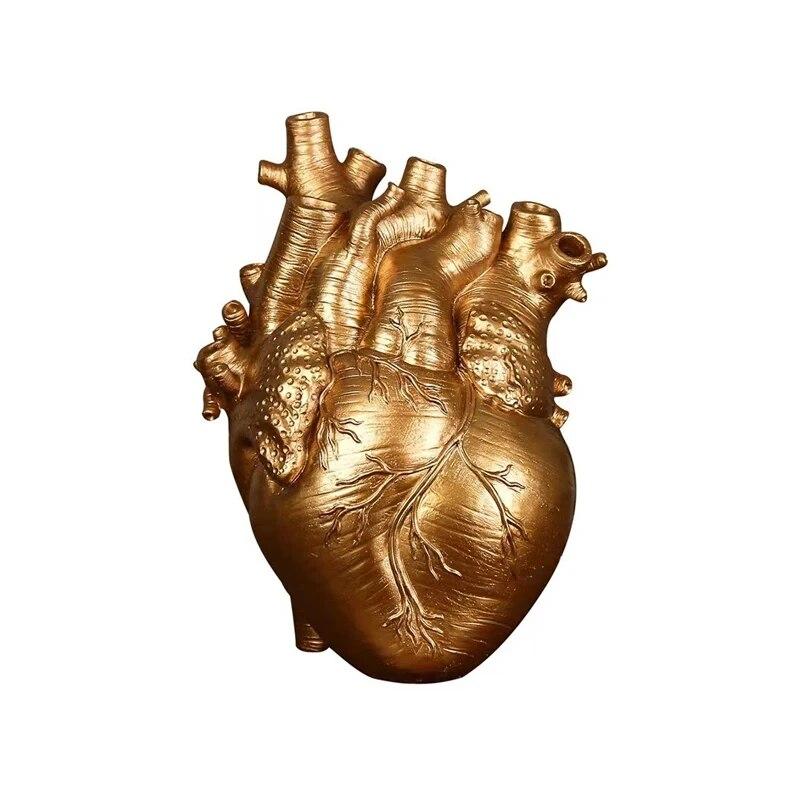 

Heart Vase Creative Heart Sculpture Personalised Artwork Anatomical Simulation Decorative Container Valentine s Day Gift золотий